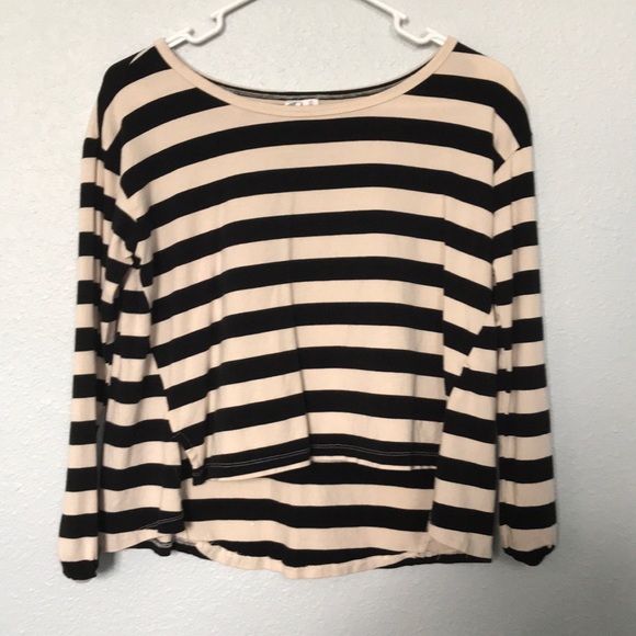 Long sleeve striped crop top - Picture 1 of 3